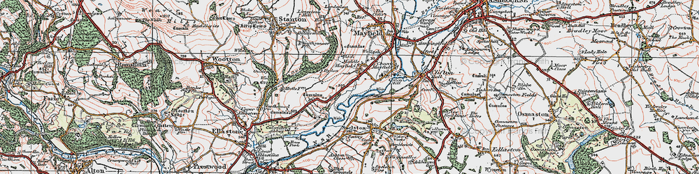 Old map of Middle Mayfield in 1921