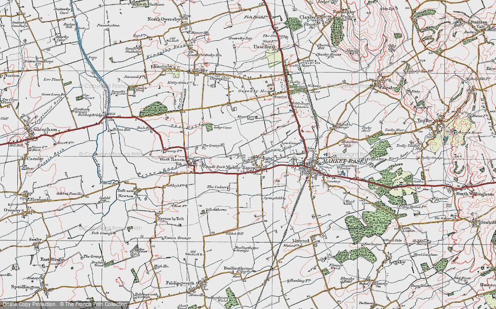 Old Map of Middle Rasen, 1923 in 1923