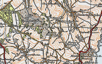 Old map of Middle Rocombe in 1919