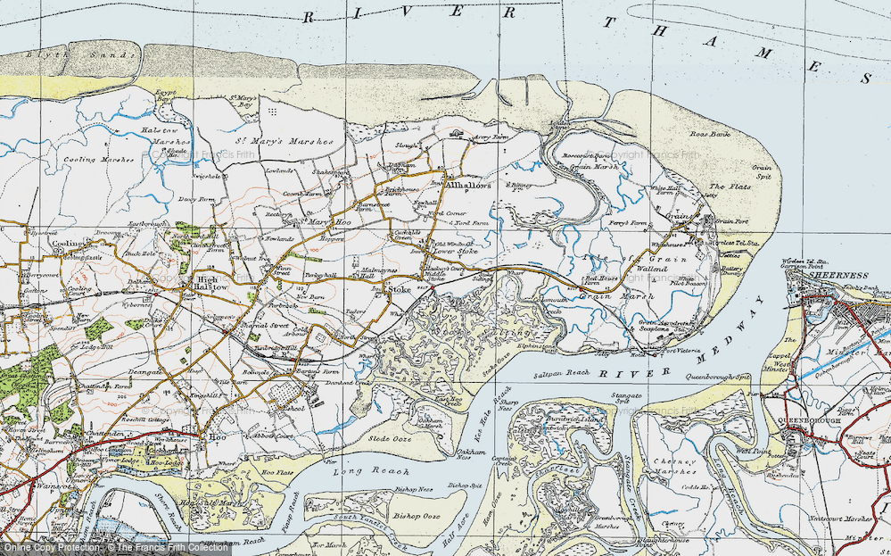 Old Map of Middle Stoke, 1921 in 1921