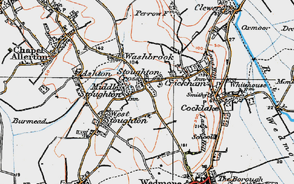 Old map of Middle Stoughton in 1919