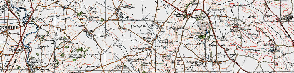 Old map of Middle Tysoe in 1919