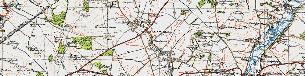 Old map of Middle Wallop in 1919