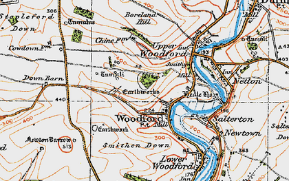 Old map of Middle Woodford in 1919