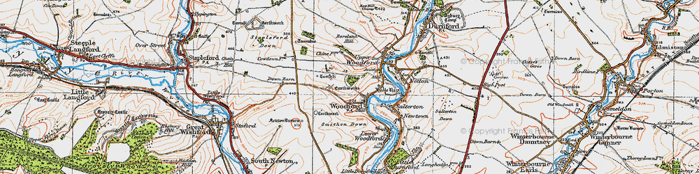 Old map of Middle Woodford in 1919