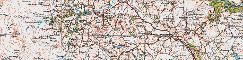 Old map of Middlecott in 1919