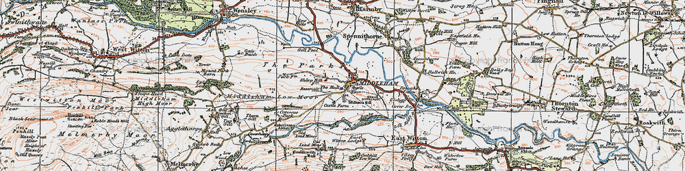Old map of Middleham in 1925
