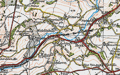 Old map of Middlehill in 1919