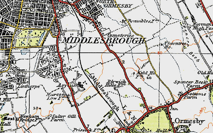 Old map of Middlesbrough in 1925