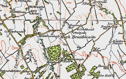 Old map of Braithwaite Hall in 1925