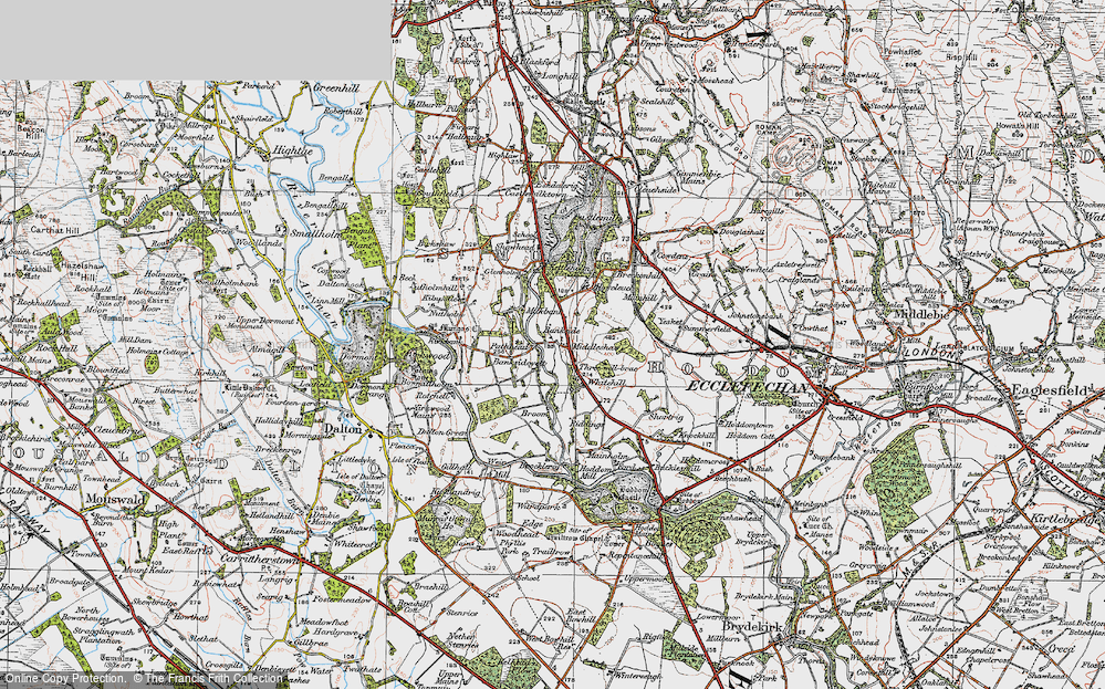 Old Map of Historic Map covering Yesket in 1925