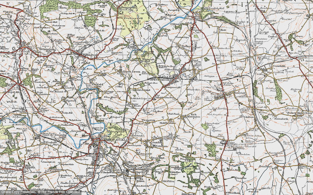 Old Map of Middlestone Moor, 1925 in 1925
