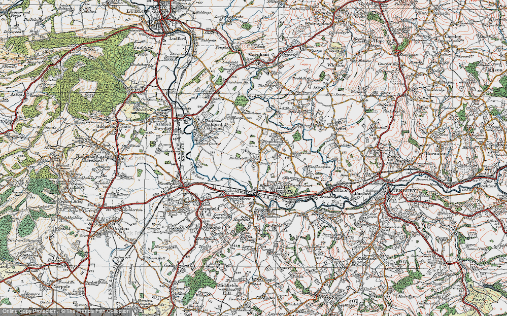 Old Map of Historic Map covering Bleathwood Common in 1920