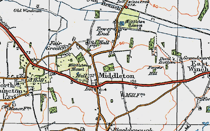 Old map of Middleton in 1922