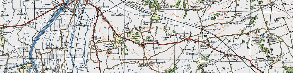 Old map of Middleton in 1922