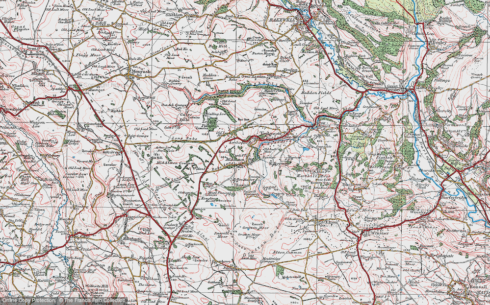 Old Map of Historic Map covering Arbor Low in 1923