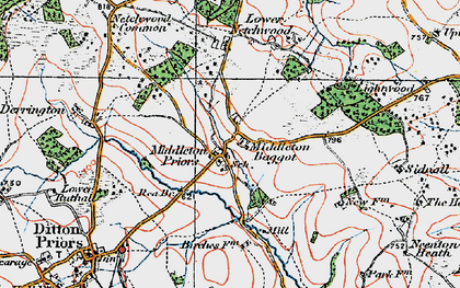 Old map of Middleton Baggot in 1921