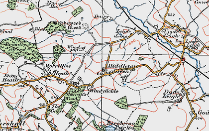 Old map of Windy Fields in 1921