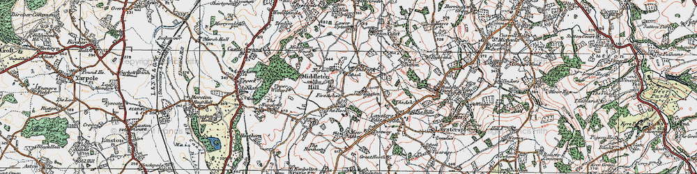 Old map of Middleton on the Hill in 1920