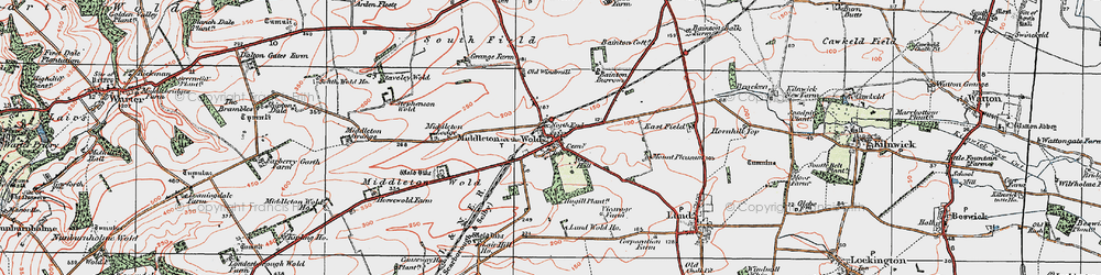 Old map of Bainton Burrows in 1924