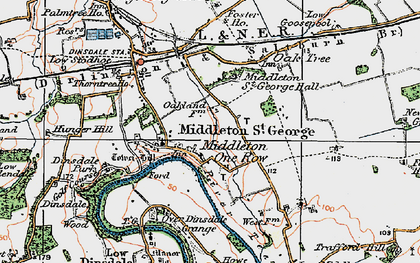 Old map of Middleton One Row in 1925