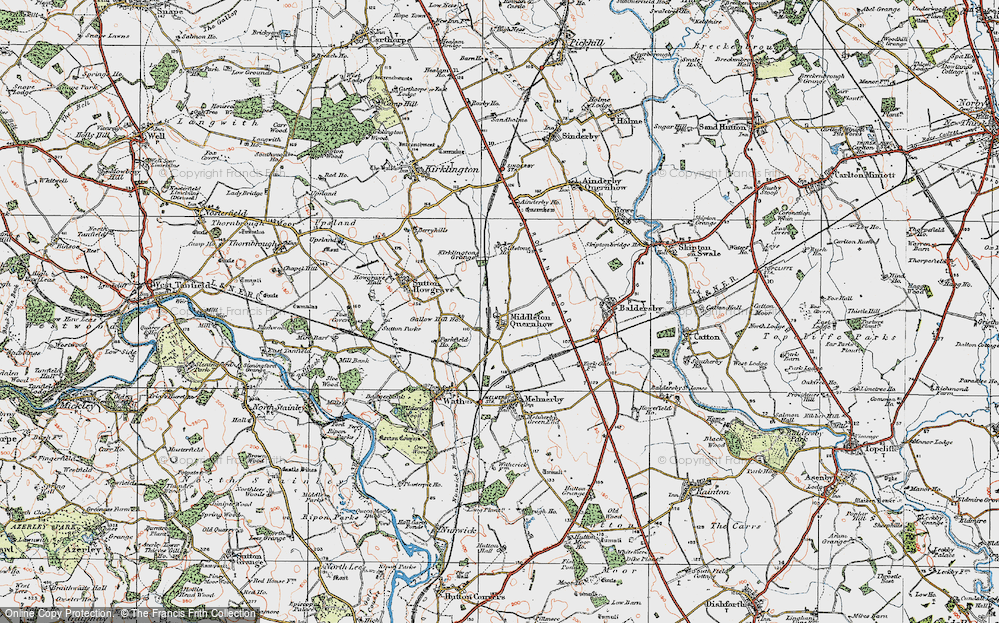 Old Map of Middleton Quernhow, 1925 in 1925