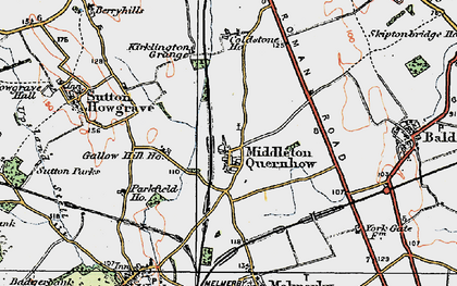 Old map of Middleton Quernhow in 1925