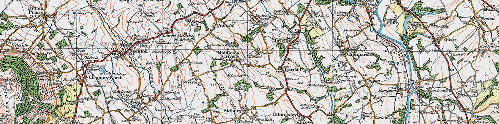 Old map of Middleton Scriven in 1921