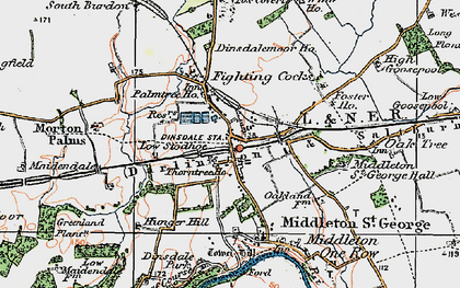 Old map of Middleton St George in 1925