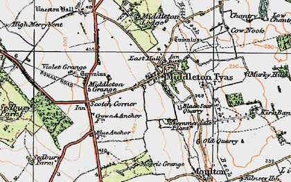 Old map of Middleton Tyas in 1925