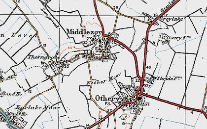 Old map of Middlezoy in 1919