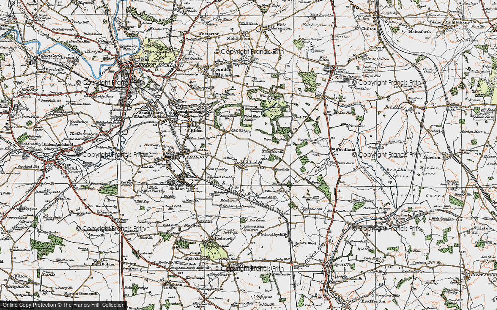 Old Map of Middridge, 1925 in 1925