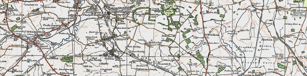 Old map of Middridge in 1925