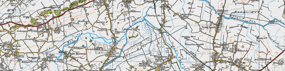 Old map of Midelney in 1919