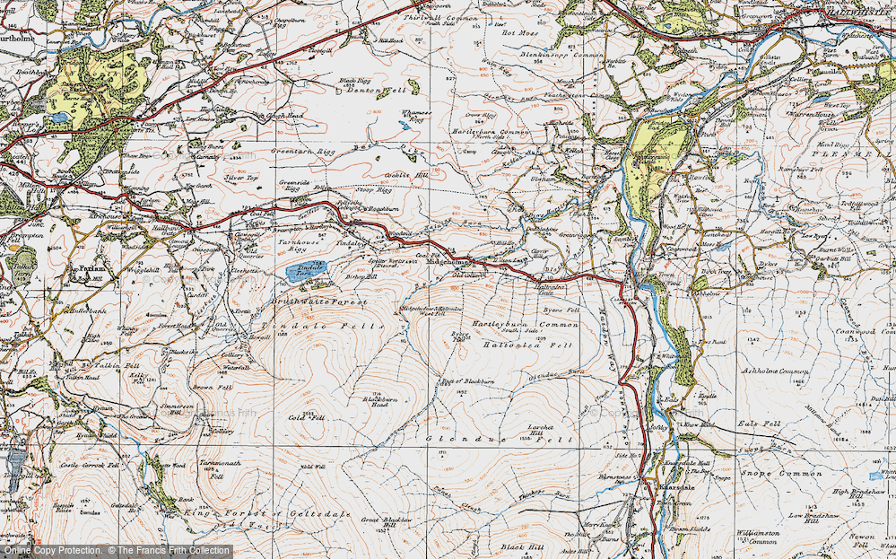Old Map of Historic Map covering Butt of Blackburn in 1925