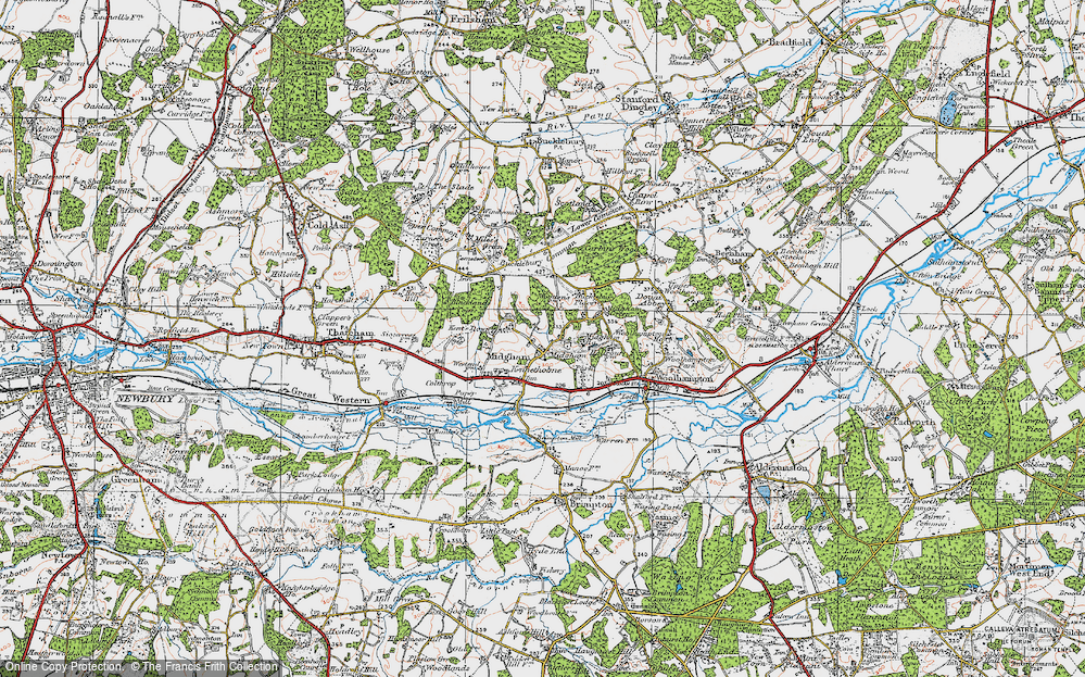 Old Map of Historic Map covering Bucklebury Common in 1919