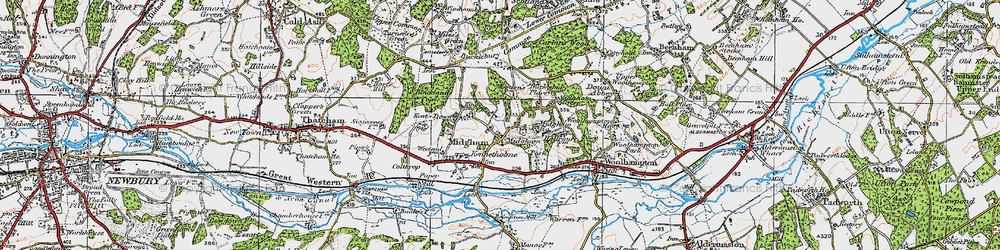Old map of Midgham in 1919