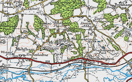 Old map of Midgham Green in 1919