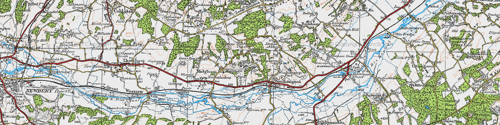 Old map of Midgham Green in 1919