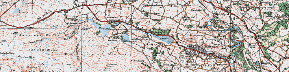Old map of Midhopestones in 1924