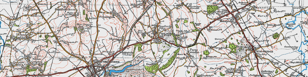 Old map of Milborne Port in 1919
