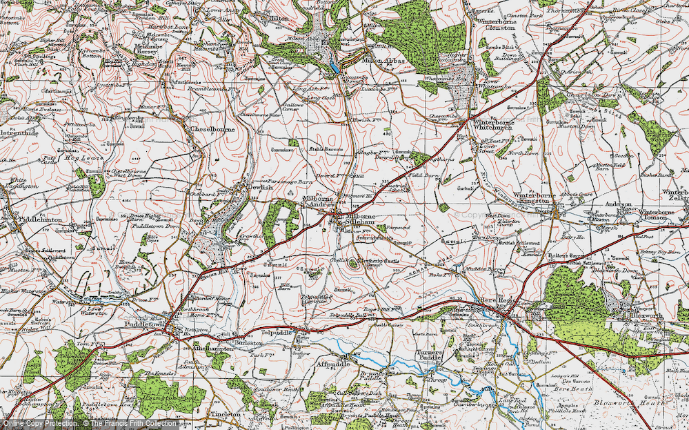 Old Map of Milborne St Andrew, 1919 in 1919