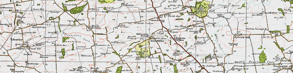 Old map of Milbourne in 1925