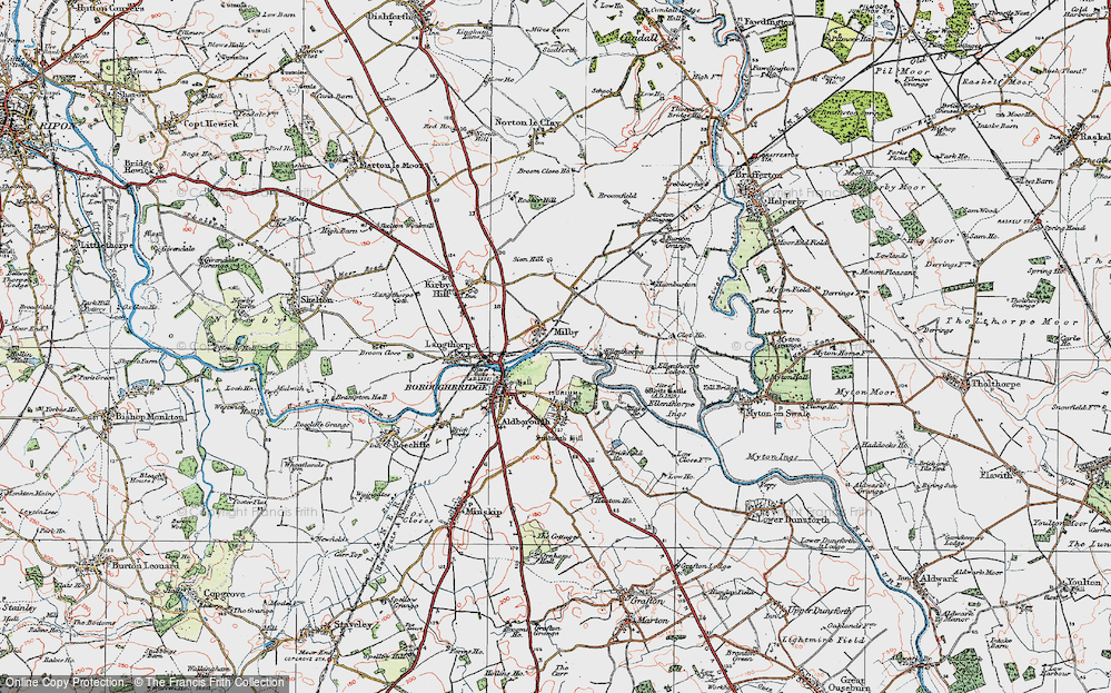 Old Map of Historic Map covering Ellenthorpe Hall in 1925