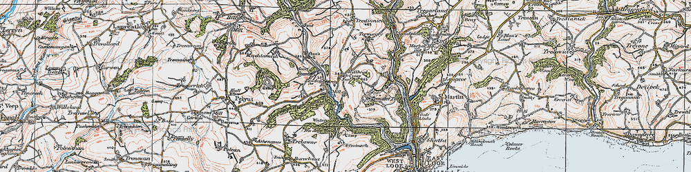 Old map of Milcombe in 1919