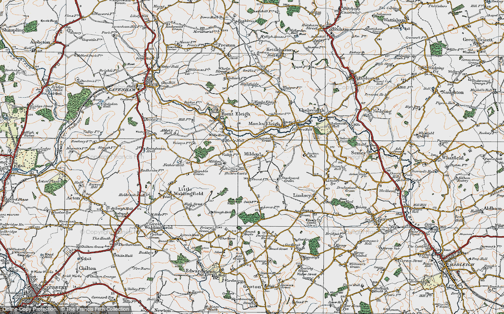 Old Map of Milden, 1921 in 1921