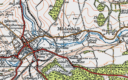 Old map of Mildenhall in 1919