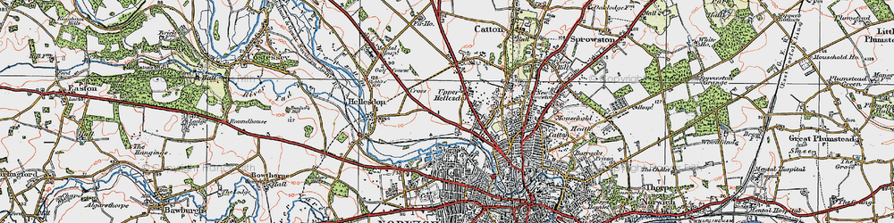 Old map of Mile Cross in 1922