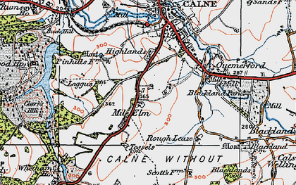 Old map of Mile Elm in 1919