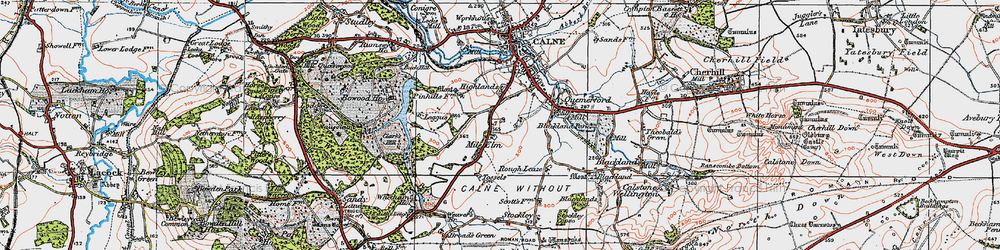 Old map of Mile Elm in 1919